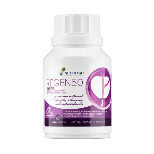 REGEN50 STRONG cápsulas naturais para energia e bem-estar masculino – fundo branco